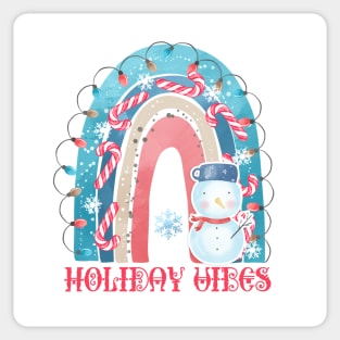 Boho Rainbow Holiday Vibes Snowman Sticker